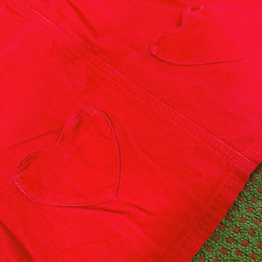 Carter's Girls 24M Red Corduroy Jumper Overall Dress Heart Pockets Fall - Picture 2 of 5